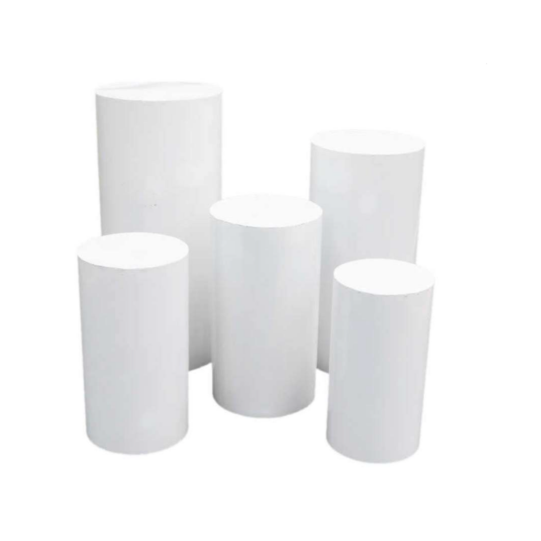 Lot de 5 cylindres / colonnes blanches en métal