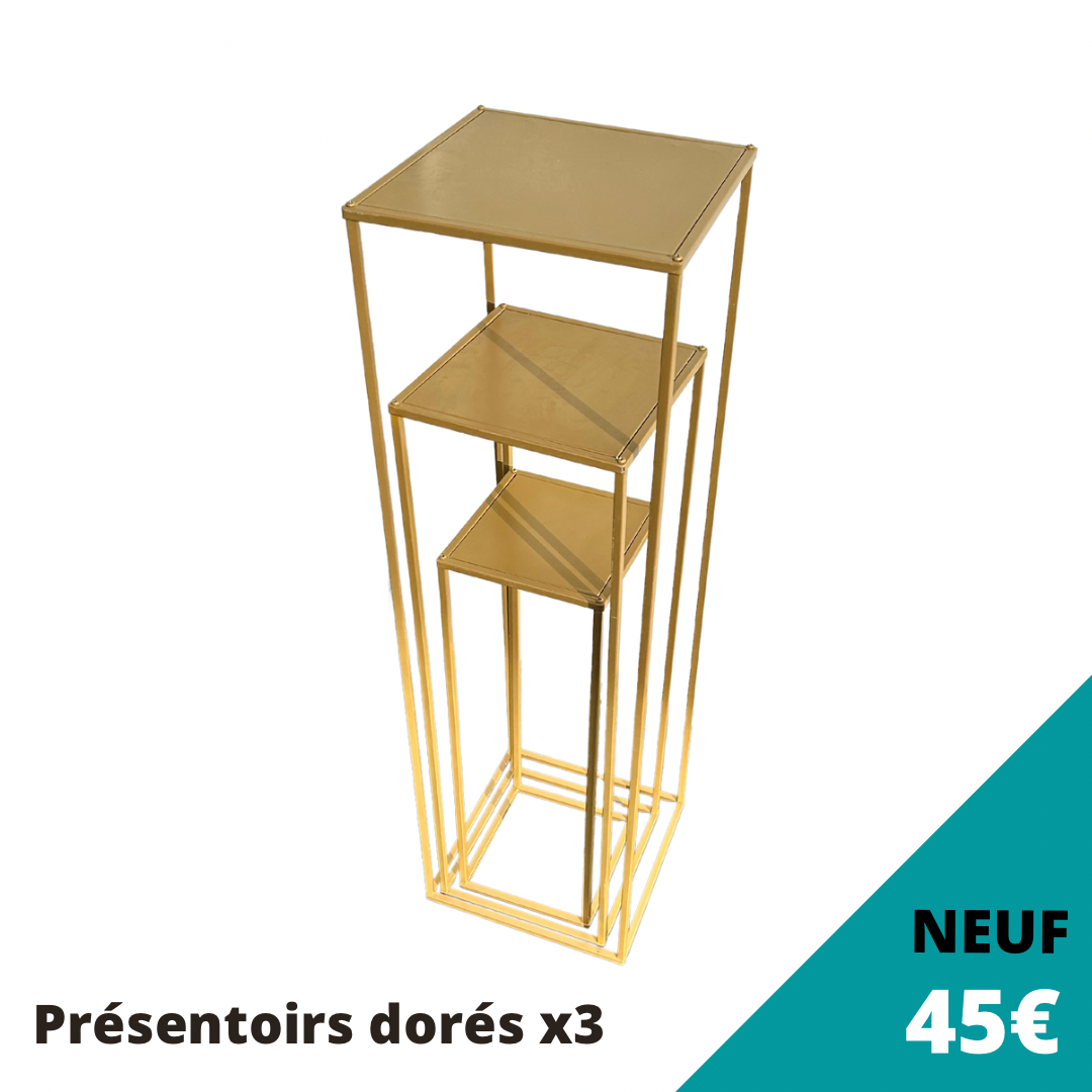 Présentoirs dorés x3